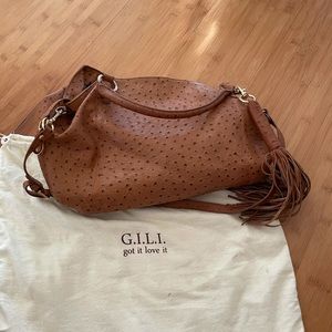 G.I.L.I. Brown Leather Tote with Tassel